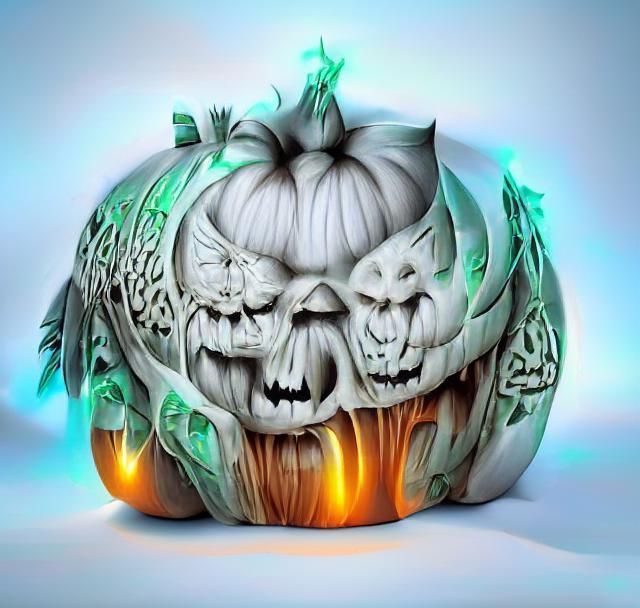 Intricately Carved Halloween Pumpkin