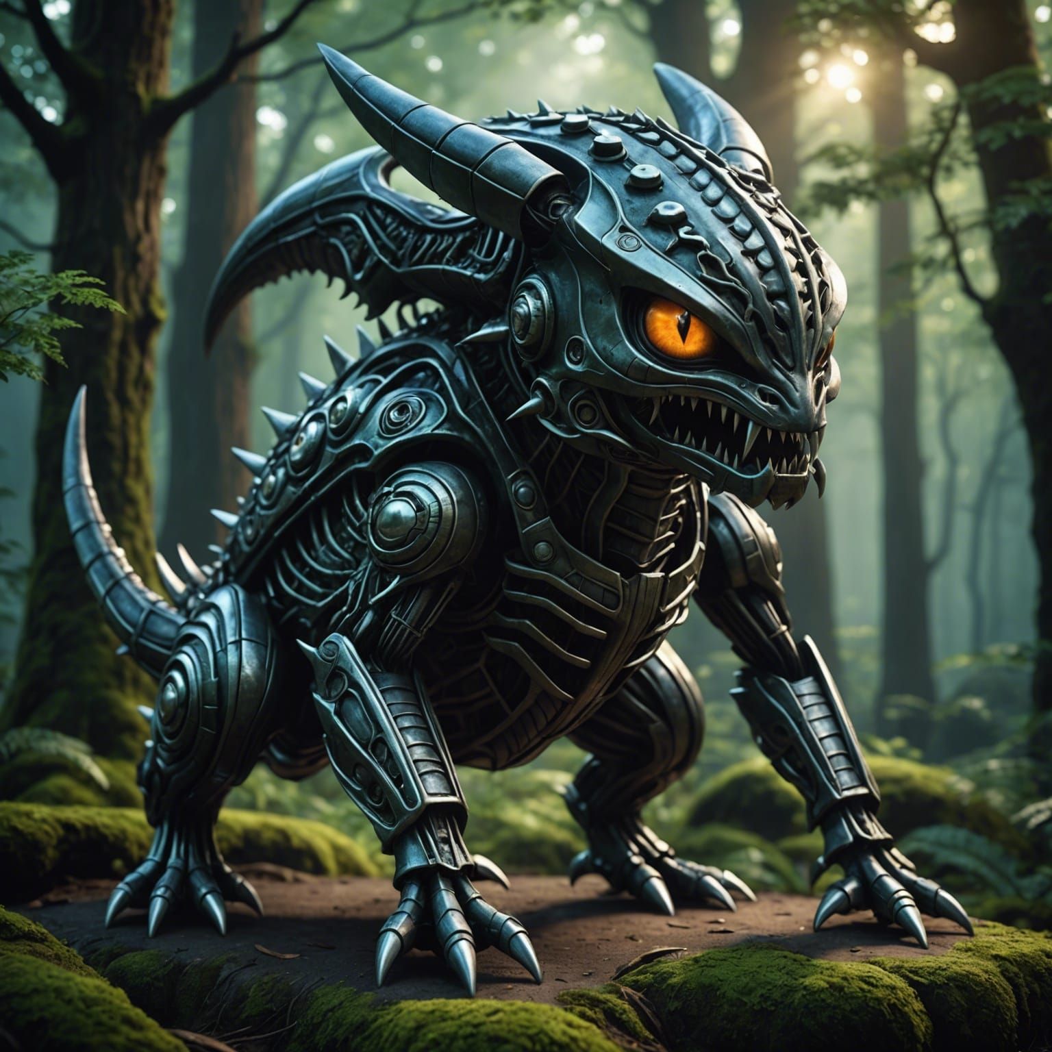 Giger-esque Pokemon in Photorealistic 3D