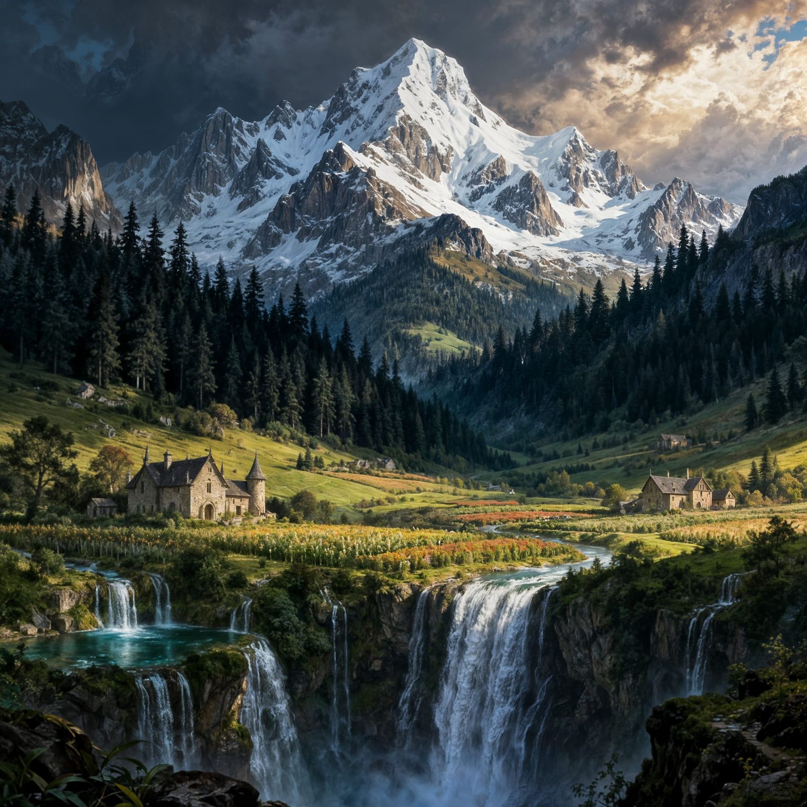 Epic Classical Mountain Landscape Painting