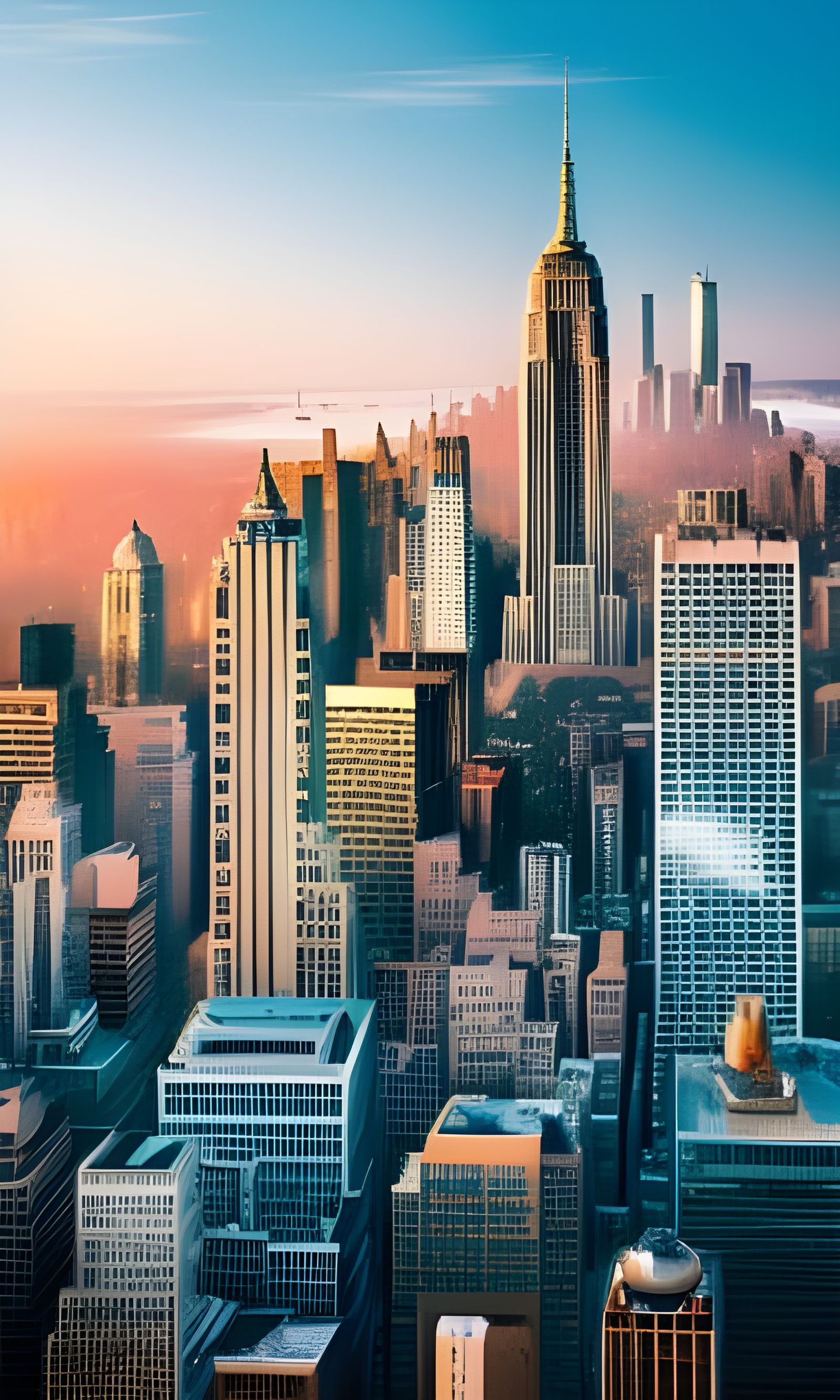 Hyperdetailed Empire State Building Aerial View