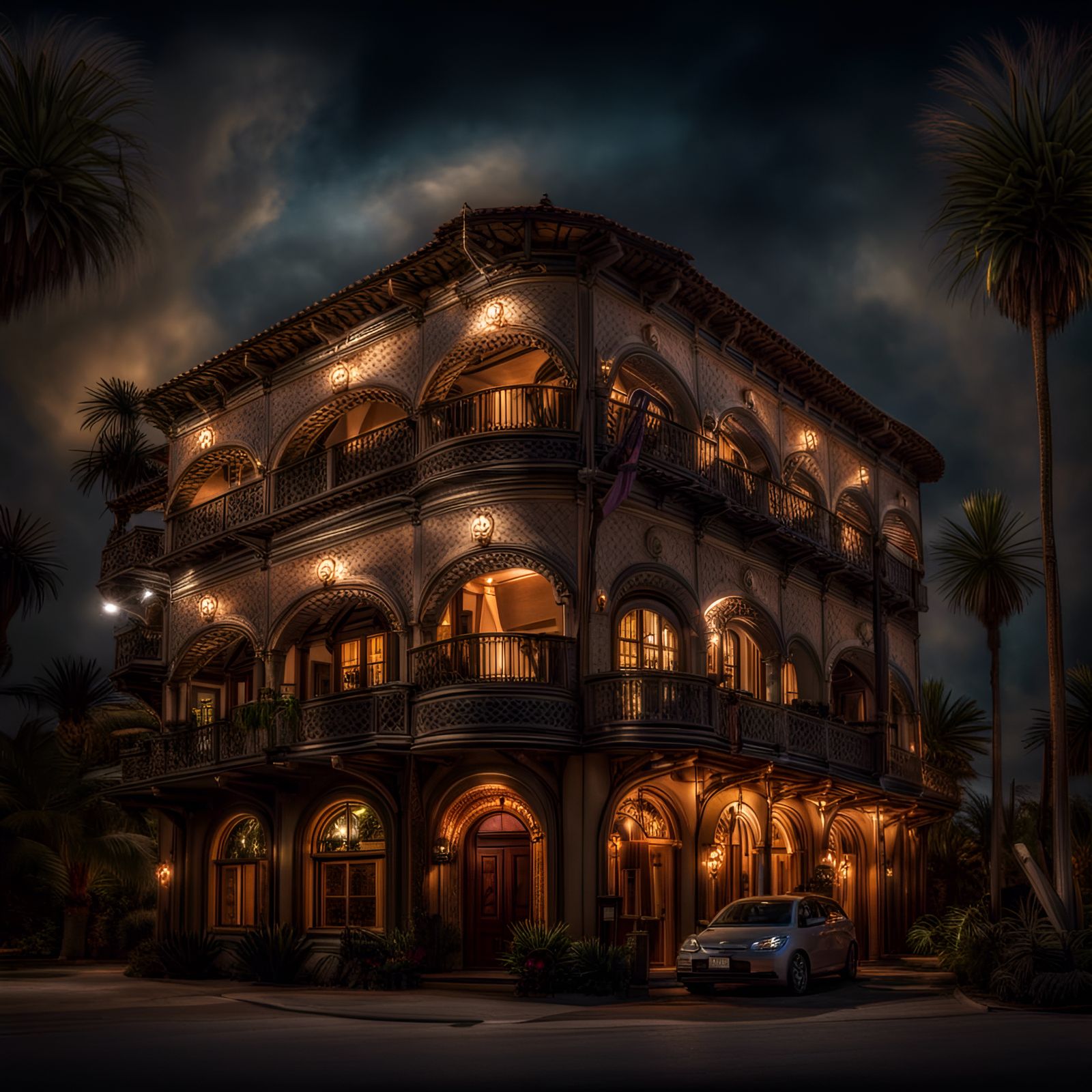 Hyperrealistic Hotel California at Night