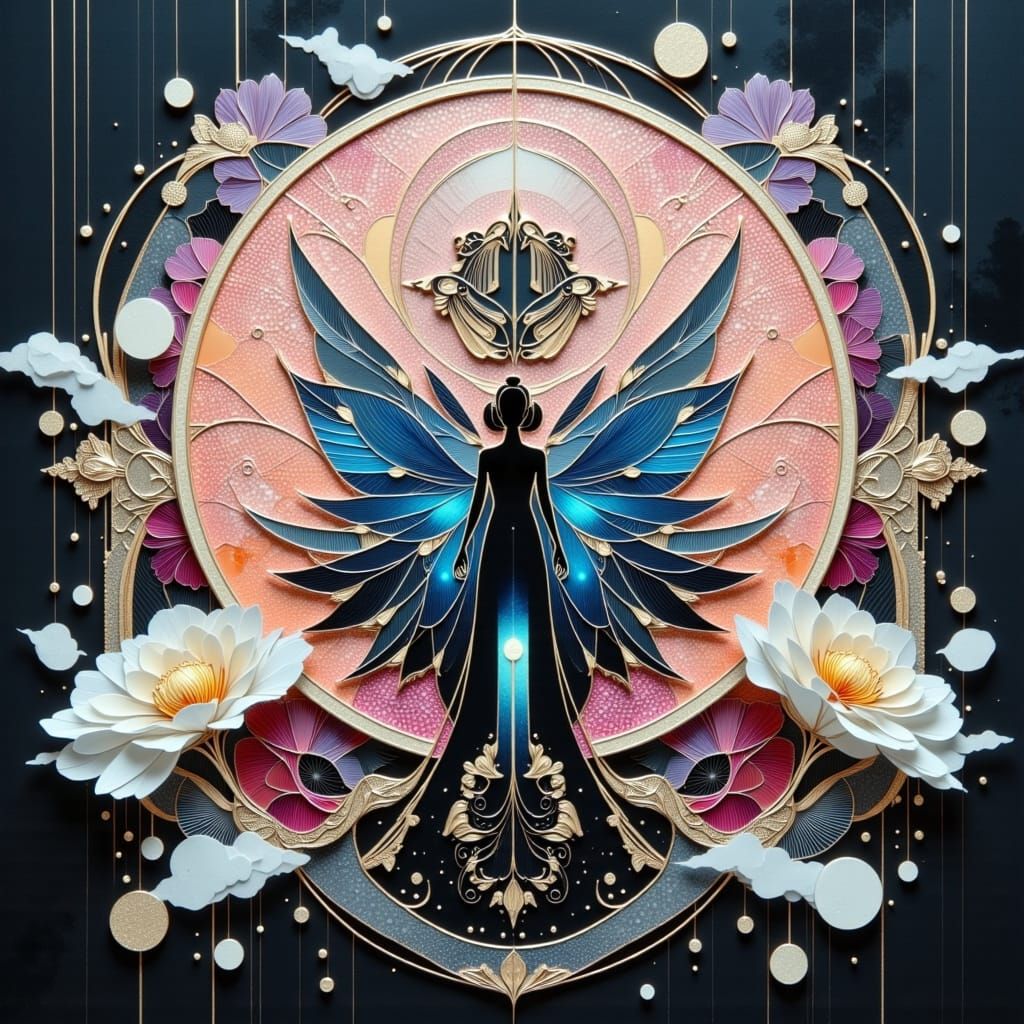 Cyborg in Glowing Glass Dress