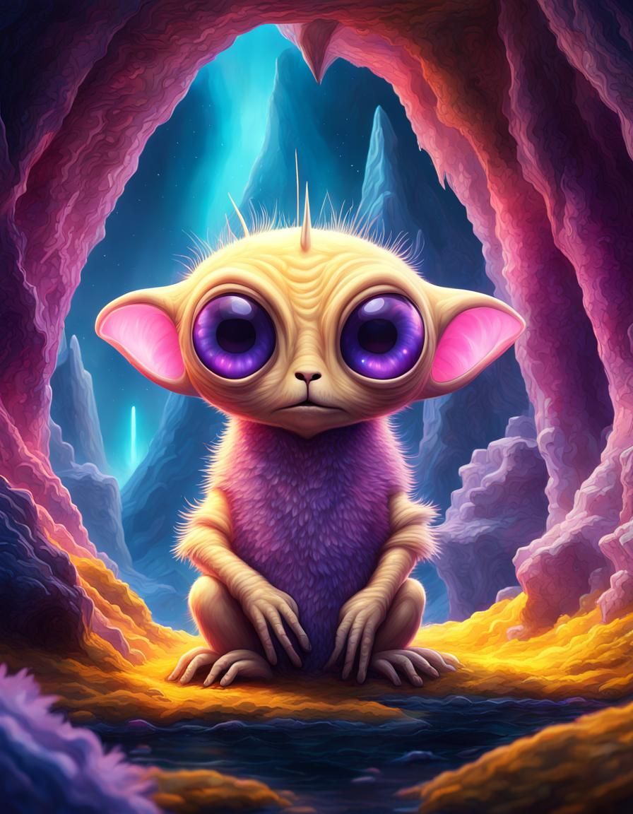 Cute Furry Aliens in a Crystalline Cave