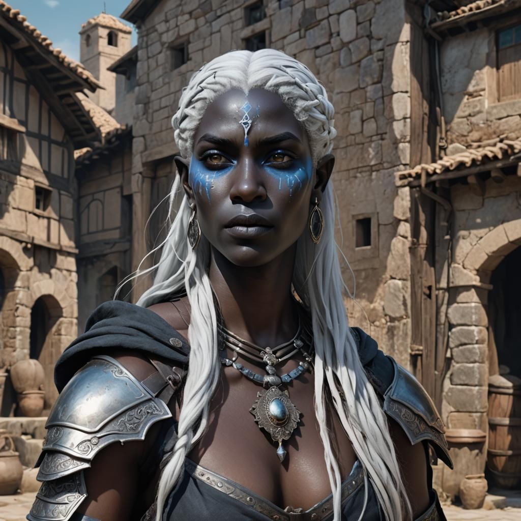 Epic Drow Warrior with Piercings and White Hair