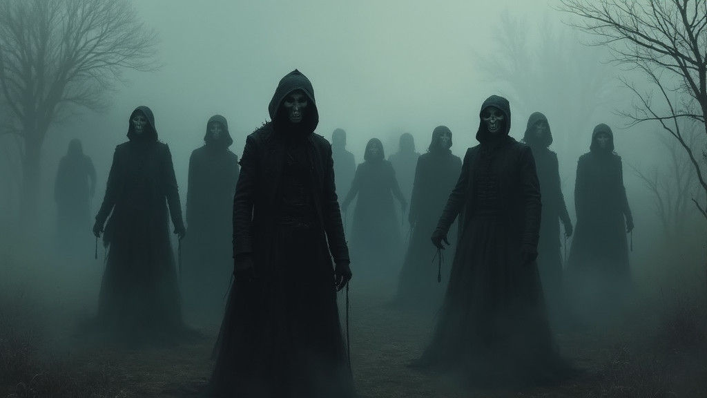 Misty Figures Emerge from Twilight Fog