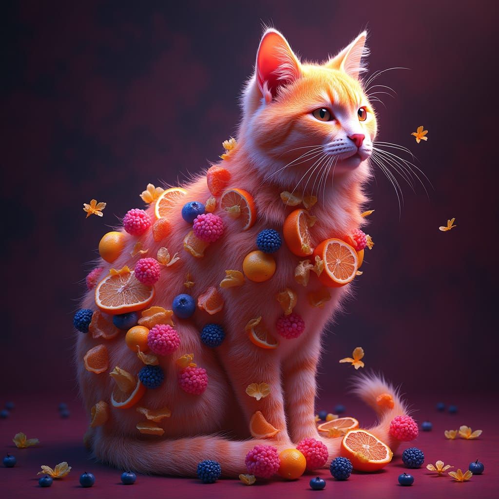 Whimsical Cat Fruit Hybrid Radiates Mystique