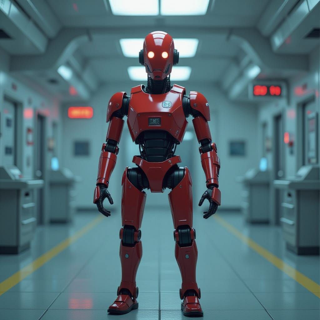 Cinematic Red Medic Droid Film Still