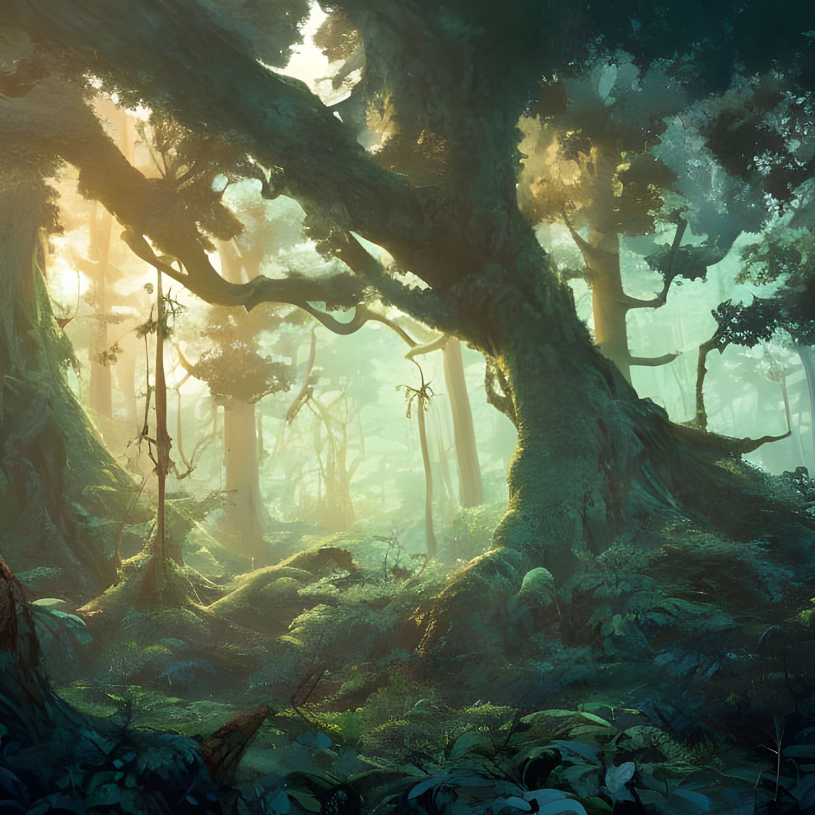 Enchanted Ancient Forest: Detailed Photoillustration