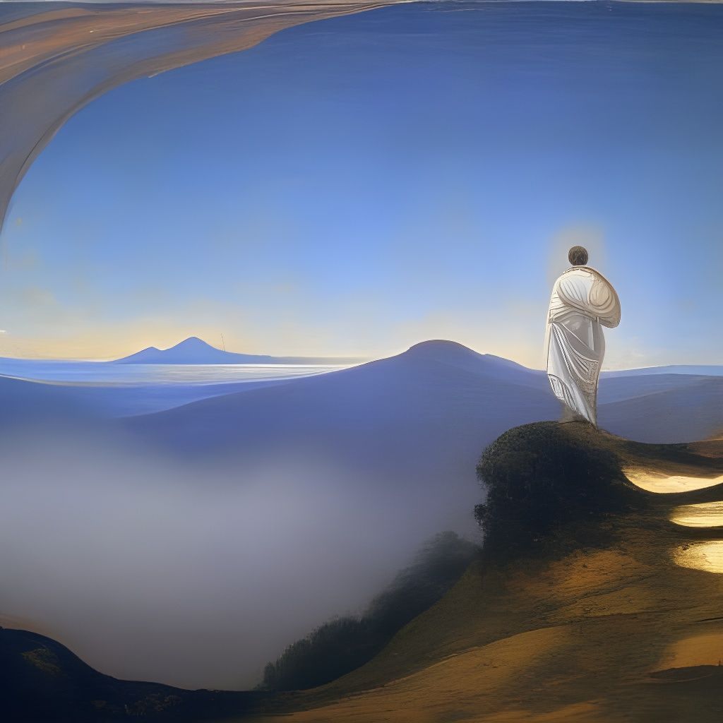 Ethereal Wanderer Above Misty Landscape