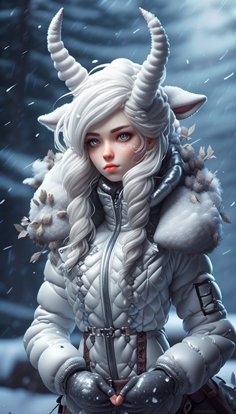 <lora:Vivid Visions:1.0> Mytical woman Centaur wearing a shiny nylon puffy down jacket.