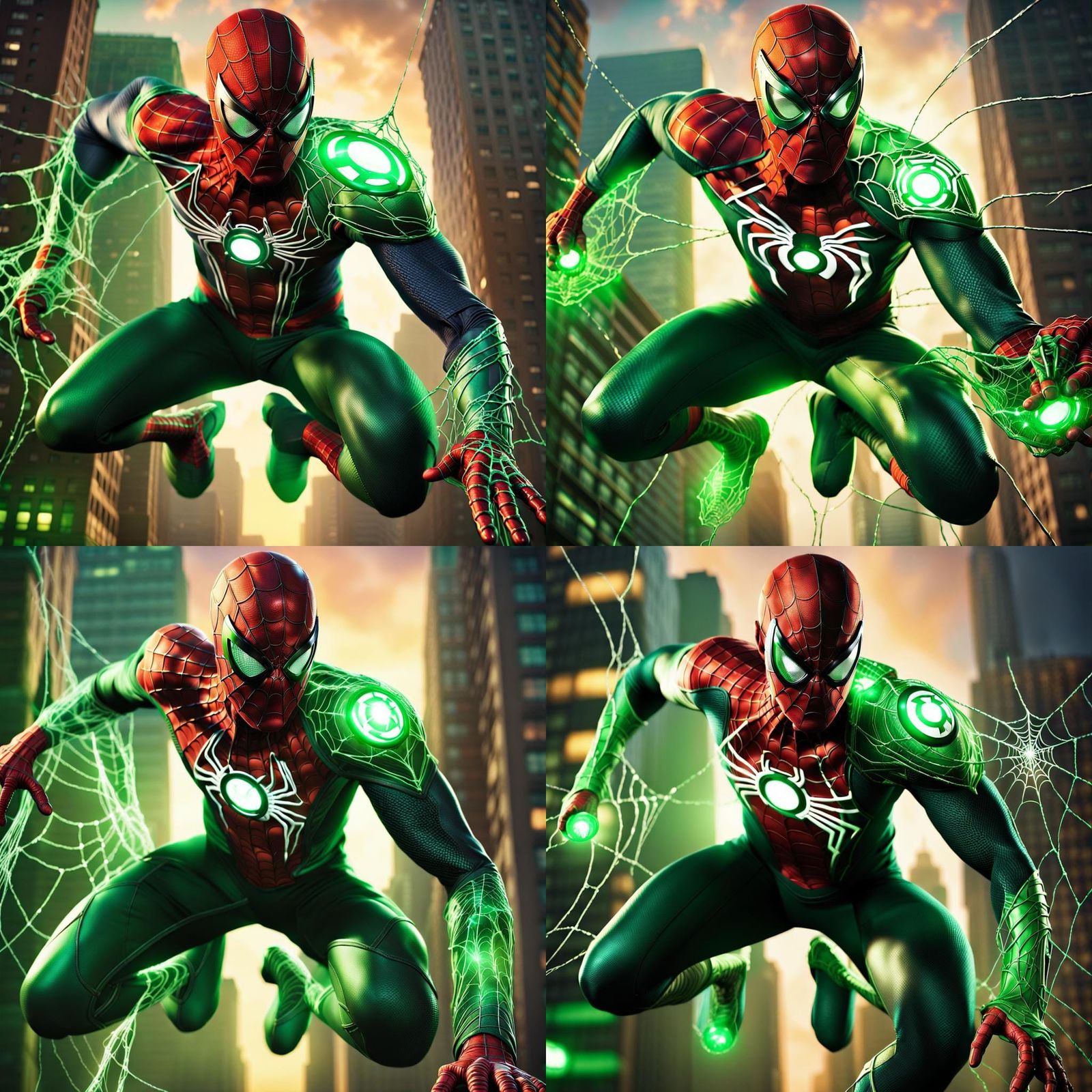 Spider-Man as Green Lantern Digital Art