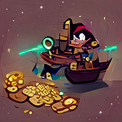 Cartoon Space Pirate Stealing Treasure
