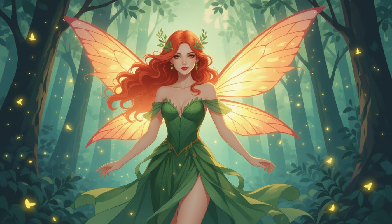 Ethereal Forest Nymph with Fireflies
