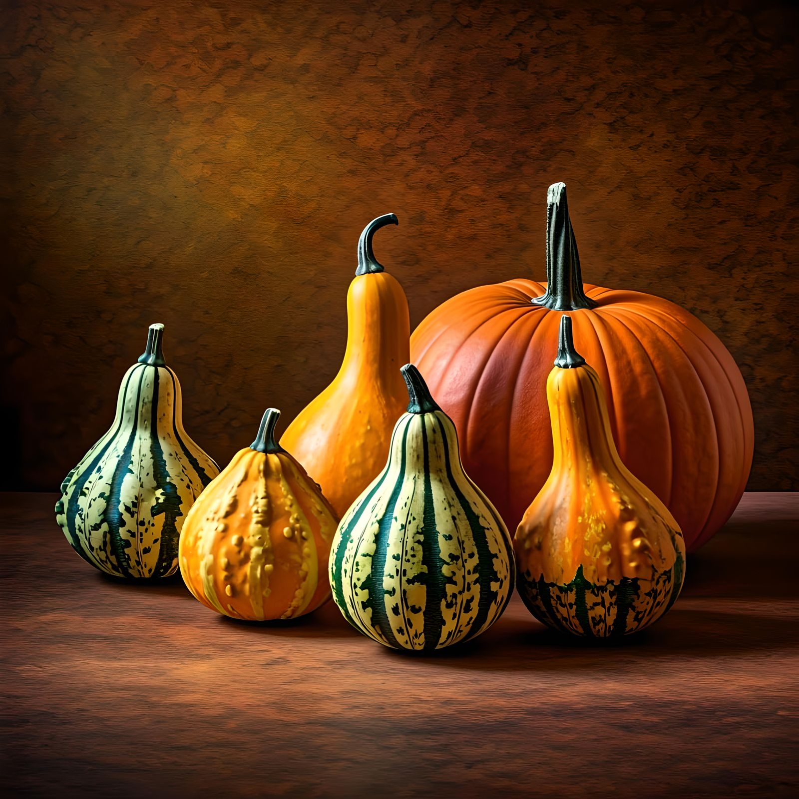 Hyperrealistic Gourds and Pumpkin Splash Art