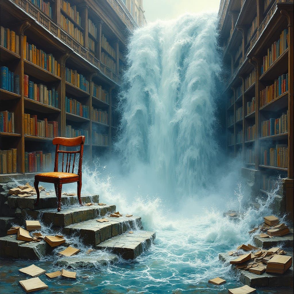 Dramatic Waterfall Shatters Serenity in a Whirlpool of Chaos