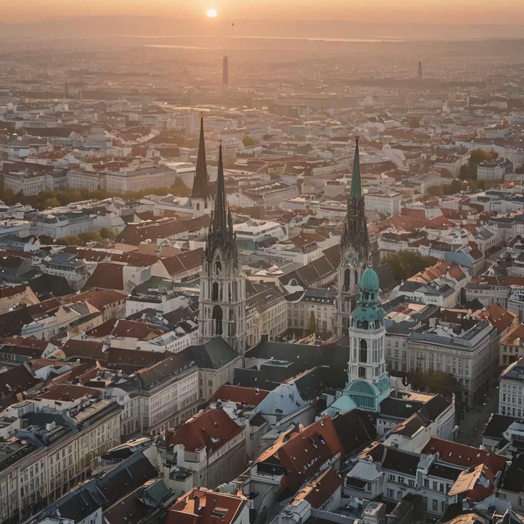 Vienna Sunrise: Golden Hour Over the City