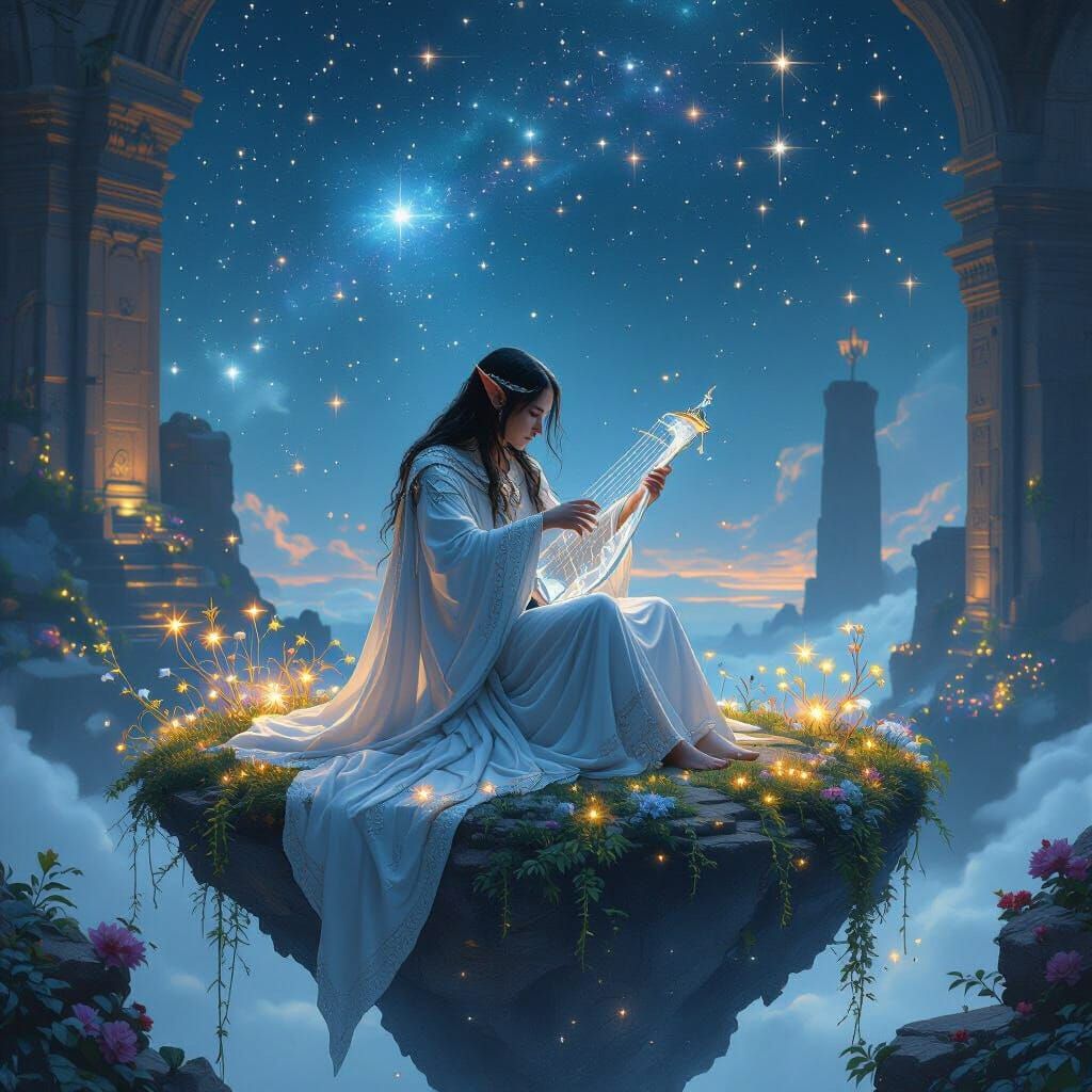 Elf Musician's Haunting Starry Melody