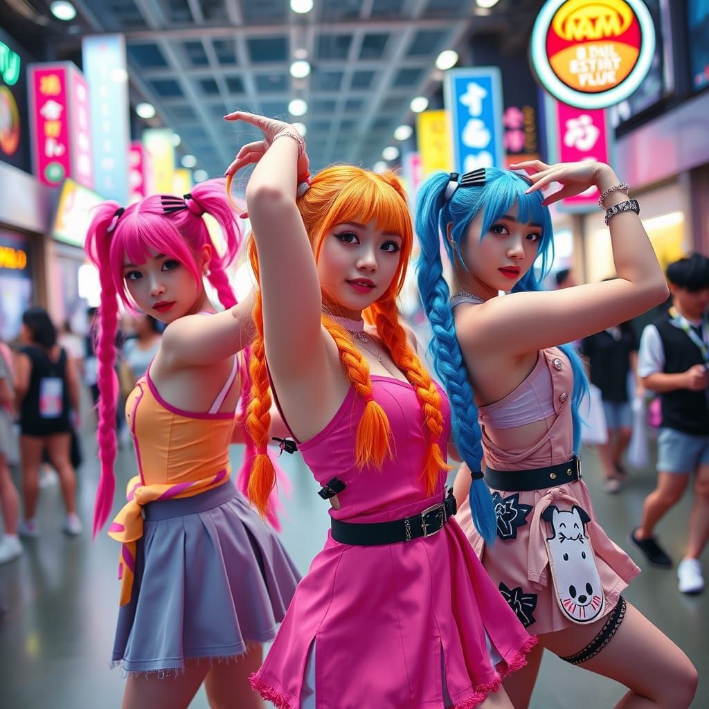 K-Pop Idols in Vibrant Graffiti Art Style