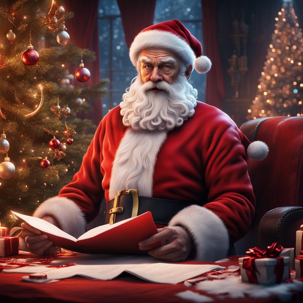 Santa Claus Naughty List in Detailed Digital Art