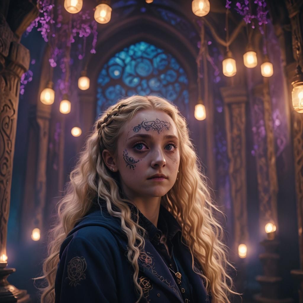 Enigmatic Luna Lovegood with Facial Tattoos