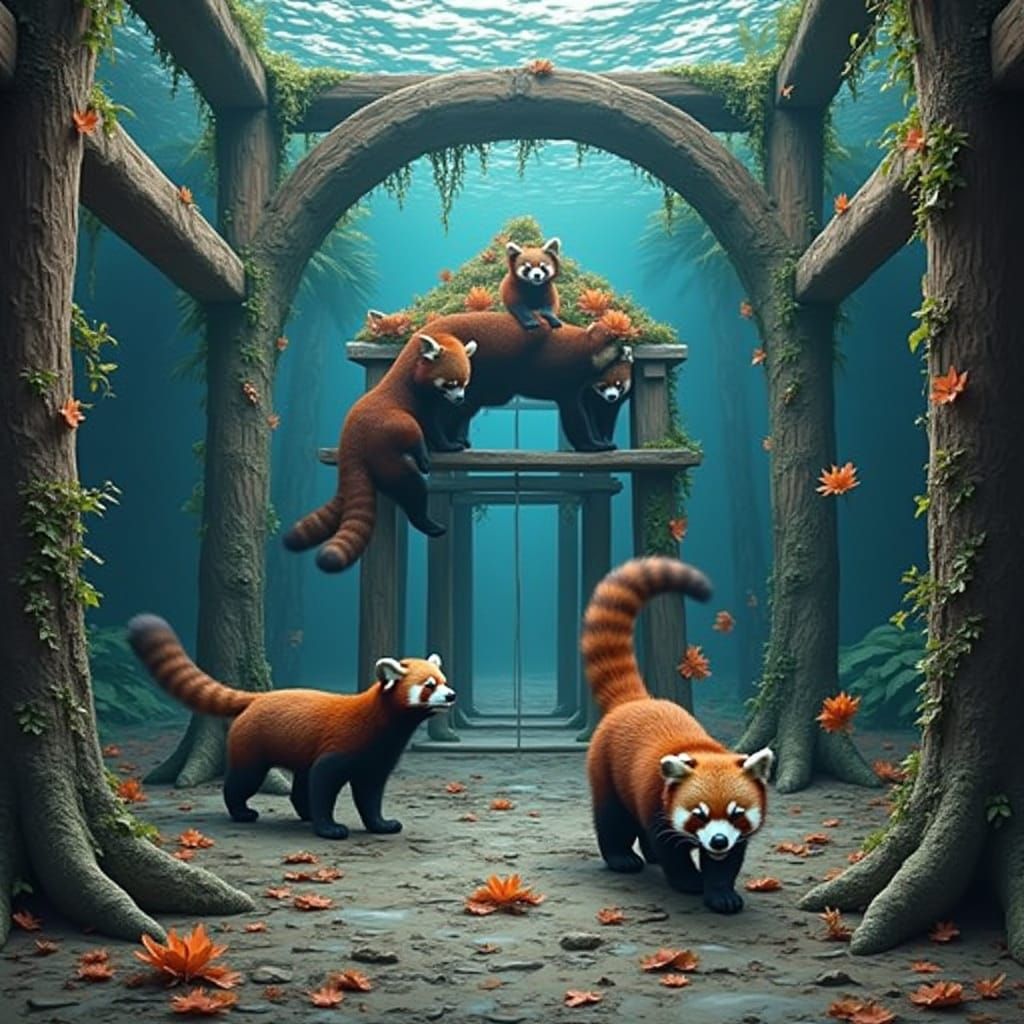 Swimming Red Pandas