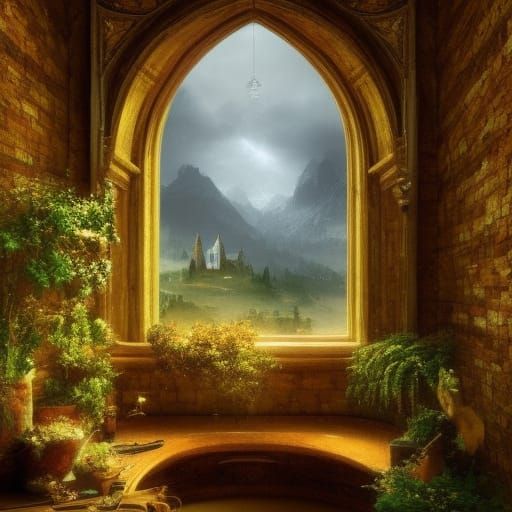 Magical Bay Window: Epic Cinematic Digital Painting