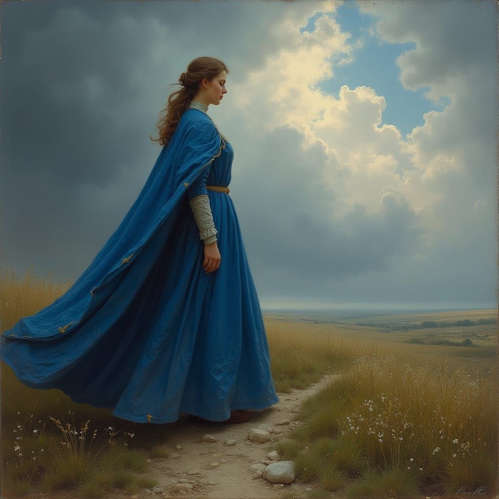 Woman in Stormy Landscape, Inspired by Romanticism