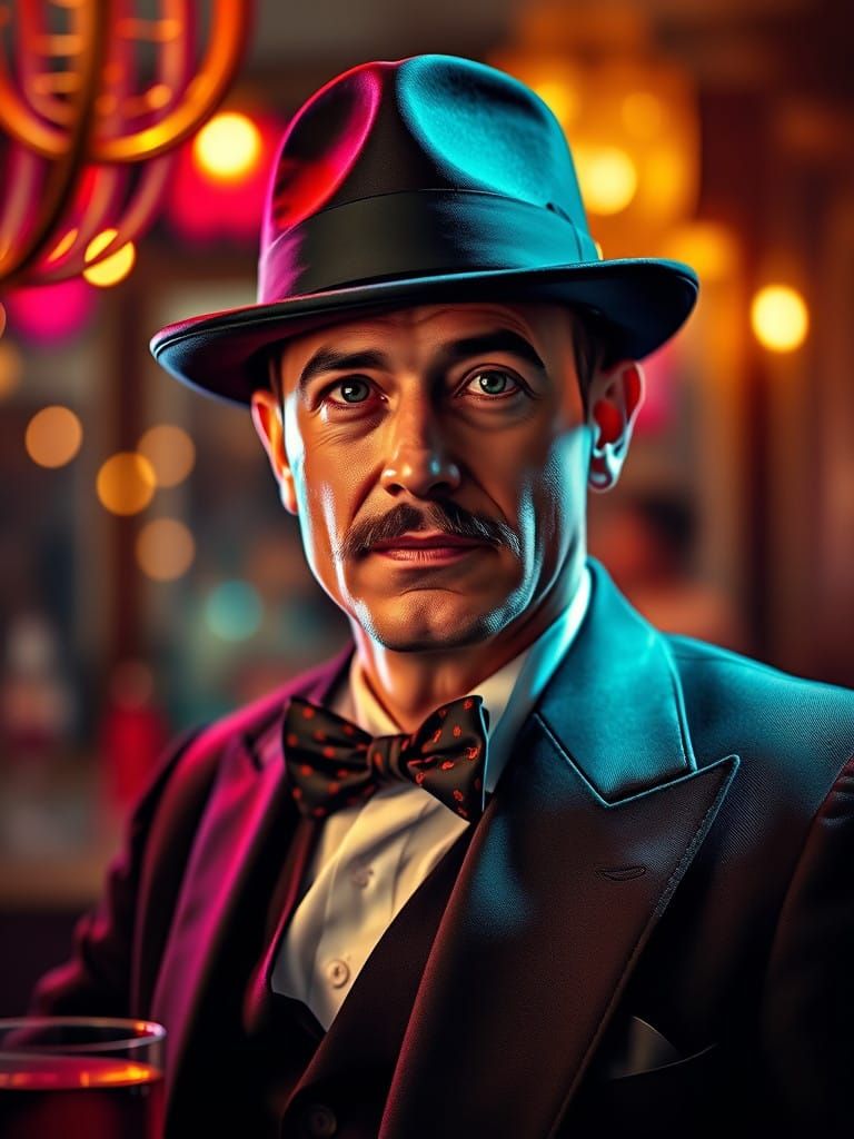 Glamorous Flapper in Vibrant Speakeasy Attire