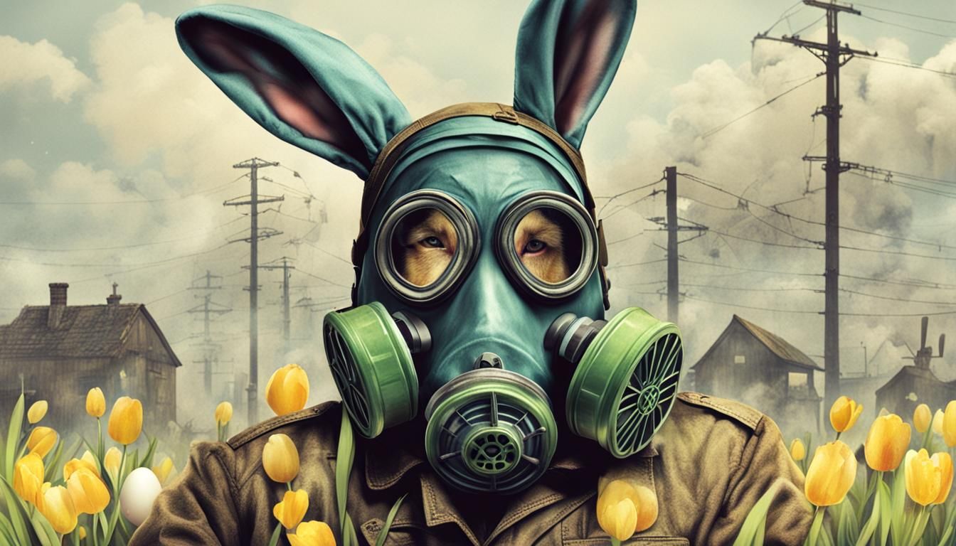 Easter Rabbit with Gas Mask Digital Art