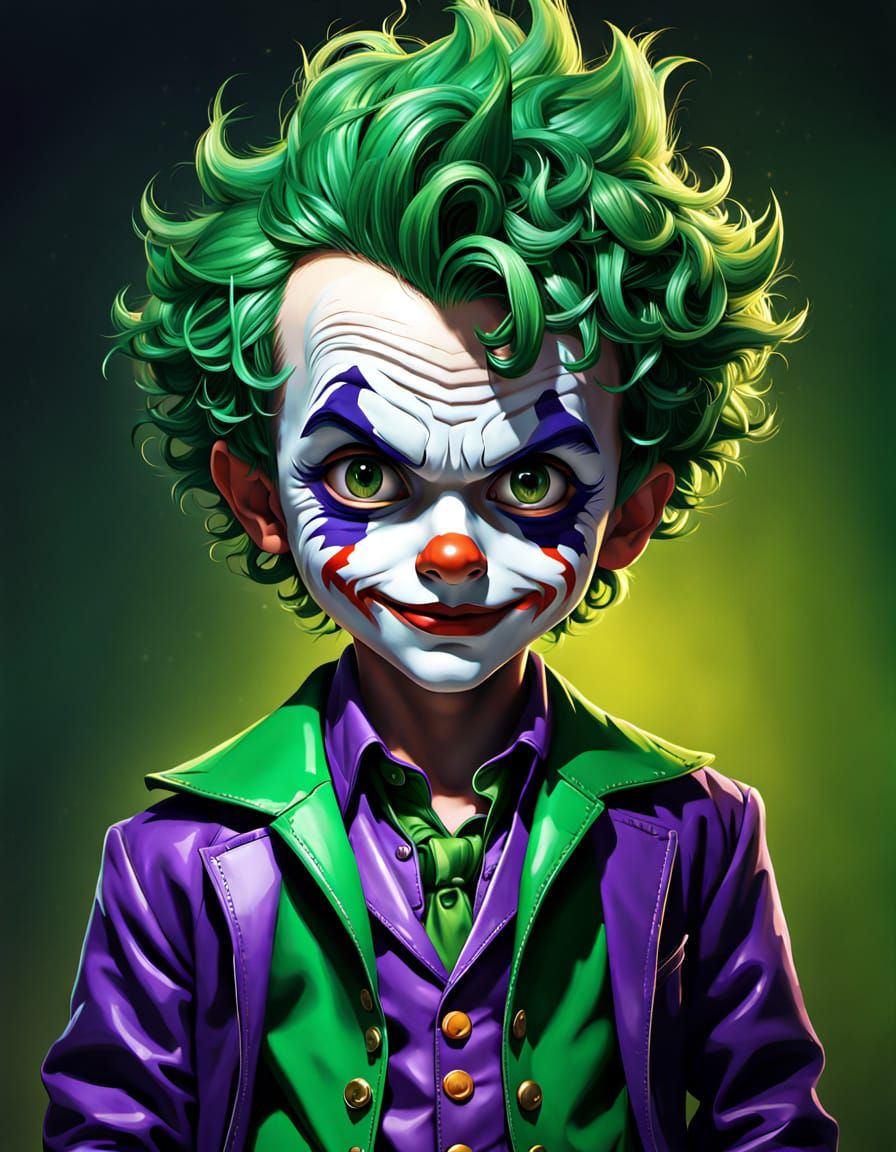 Cute Cartoon Joker Child with Big Eyes