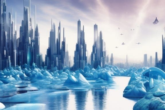Futuristic City in Ice World: Sustainable Urban Fantasy