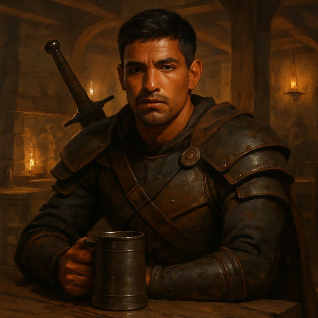 Warrior in Tavern: A Fantasy Scene