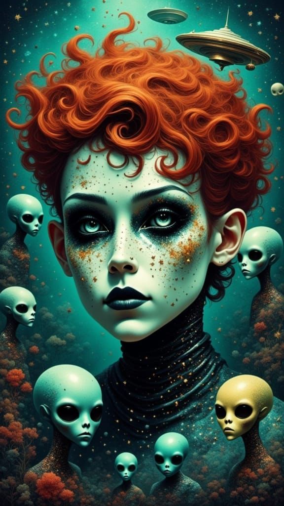 Underwater Humanoid Encounter in Holographic Astral Style