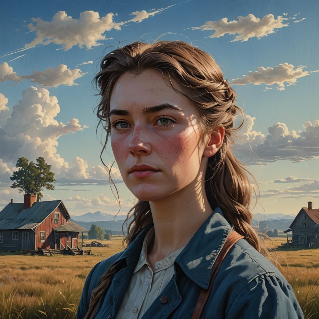 1909 American Woman Portrait in Fantasy Art Style