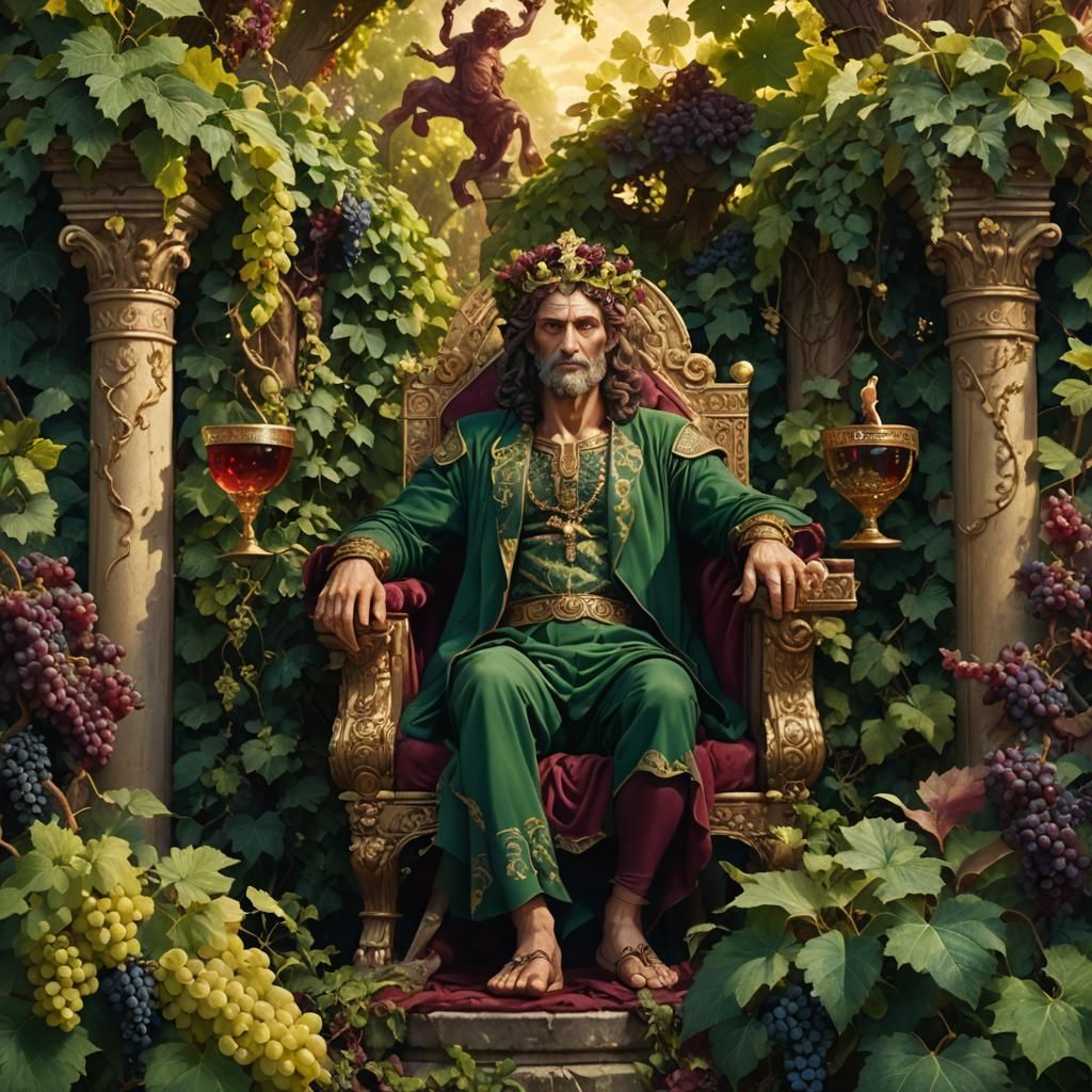 Dionysus in Lush Garden: Fantasy Concept Art