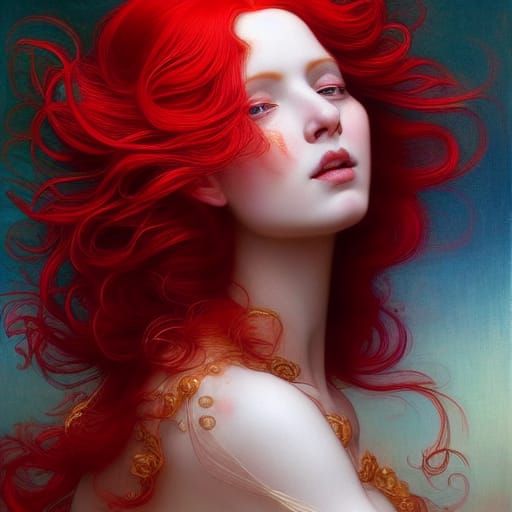Renaissance Rococo Red Hair Goddess Portrait