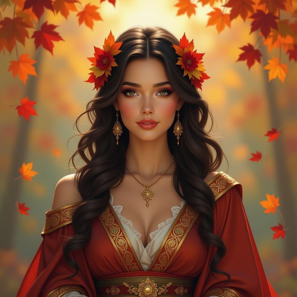 Autumn Goddess in Hyperrealistic Style