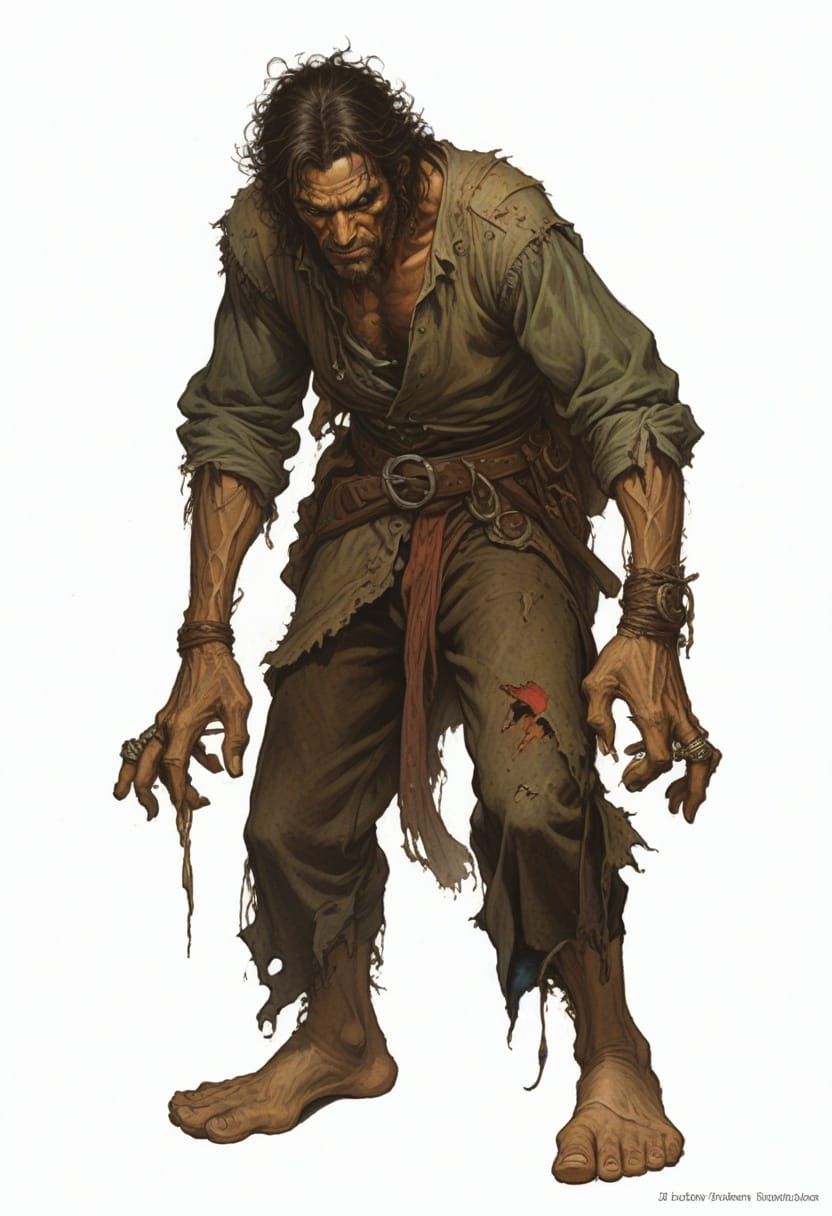 Warped 18th-Century Man: A Heroic Fantasy Illustration