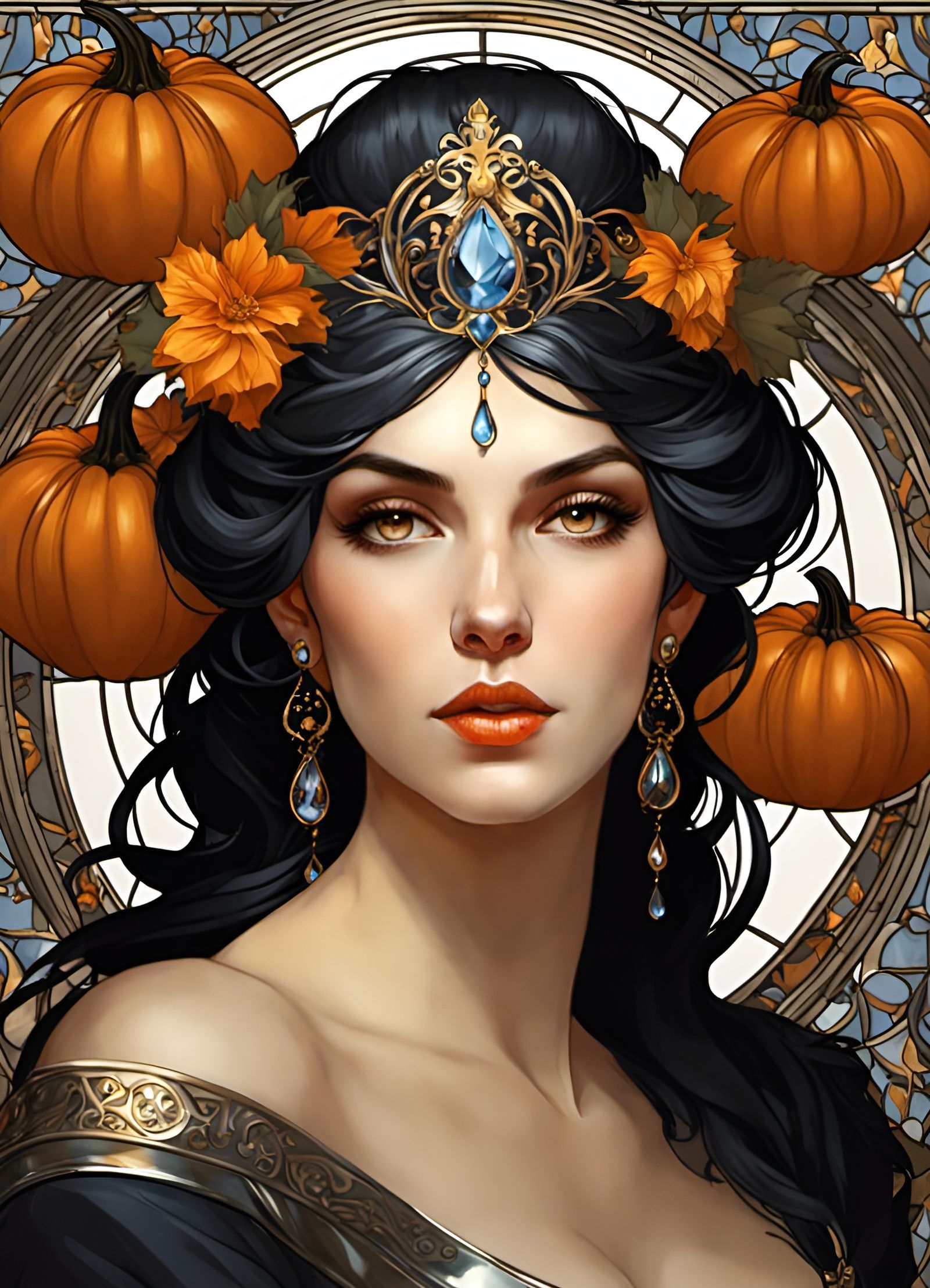 Gothic Cinderella Portrait in Hyperrealistic Style