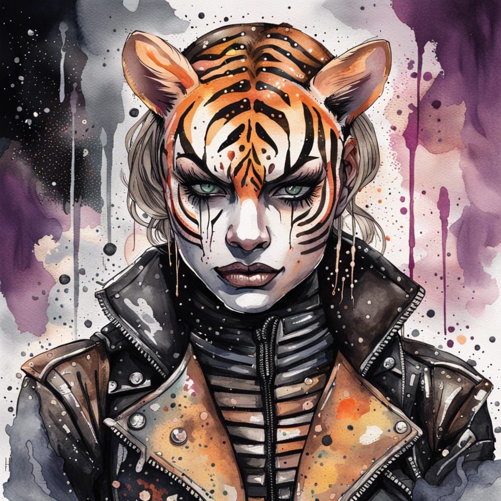 Glitter Tigress Bodybuilder in Lovecraftian Horror Style