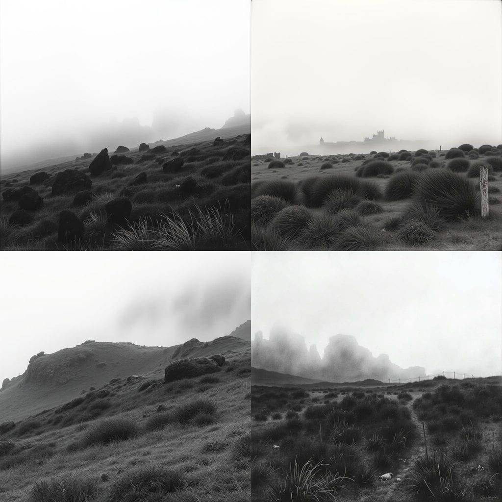 Misty Irish Moorland in Charcoal Detail