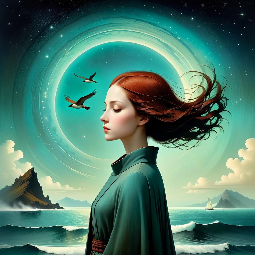 Serene Beach Scene with Hibiscus Flower