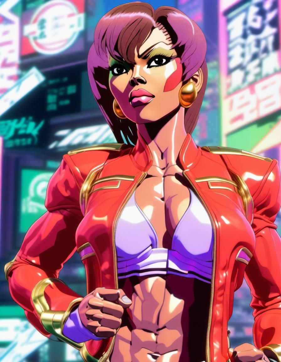 Latoya Jackson Anime Fighter in 90s Style