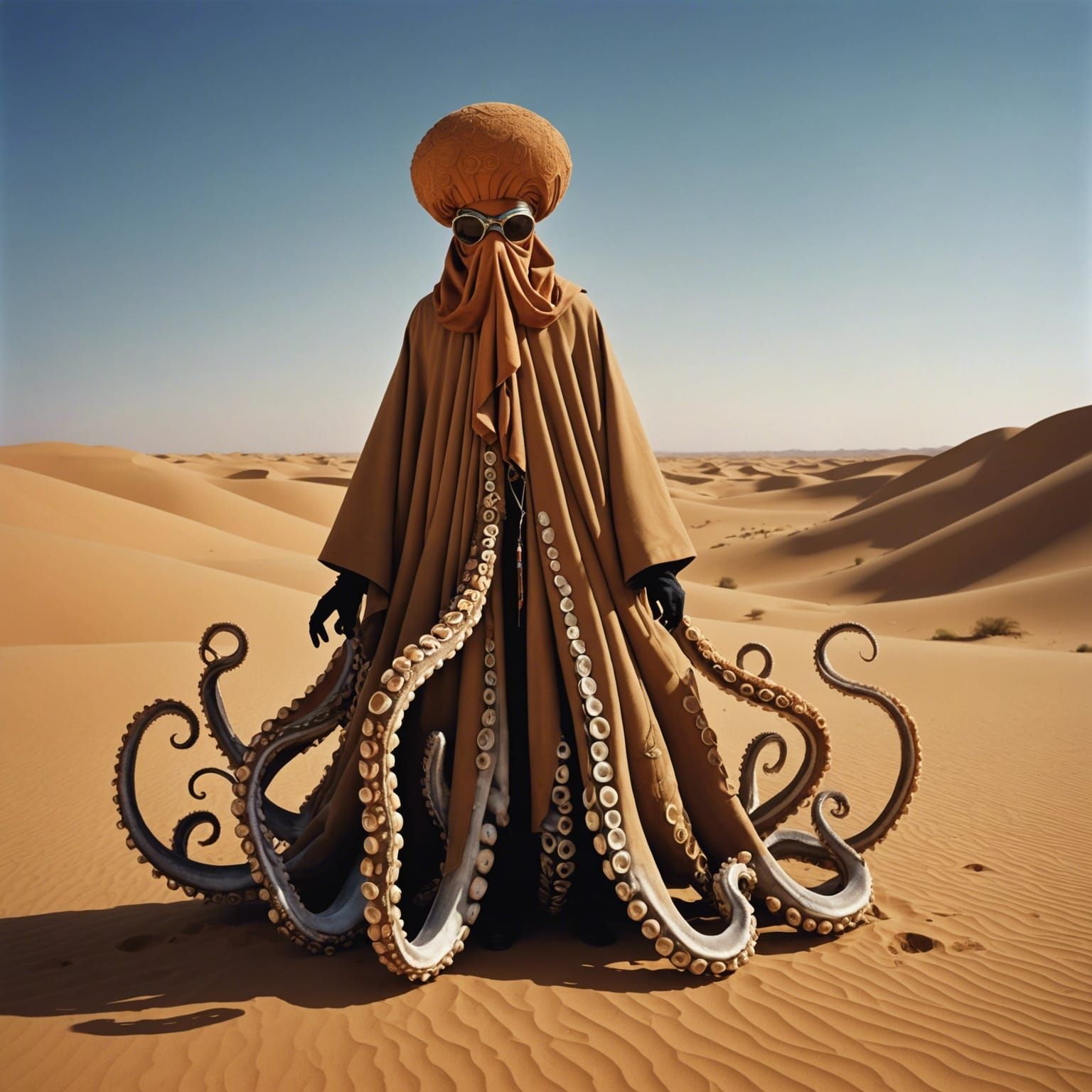 Anthropomorphic Octopus Nomad in Sahara Desert