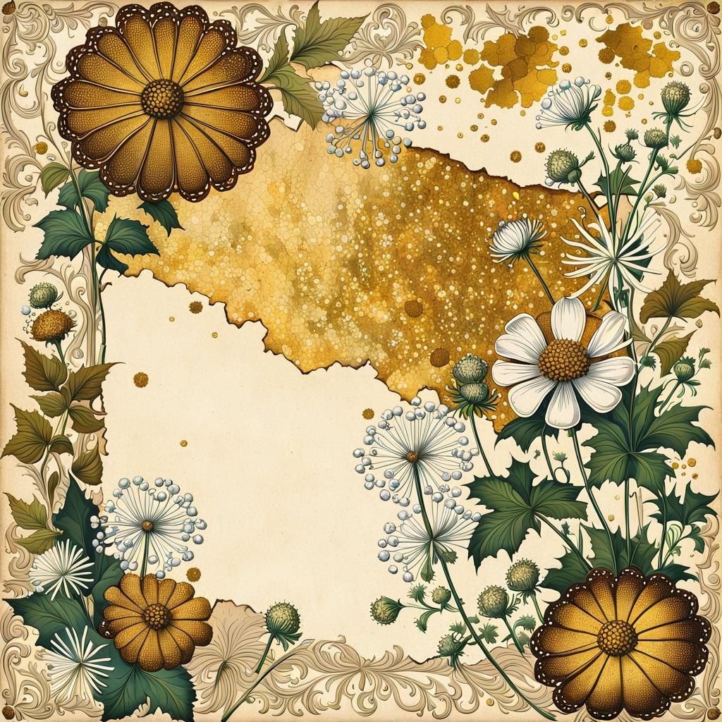 Queen Anne's Lace Mixed Media Collage on Canvas