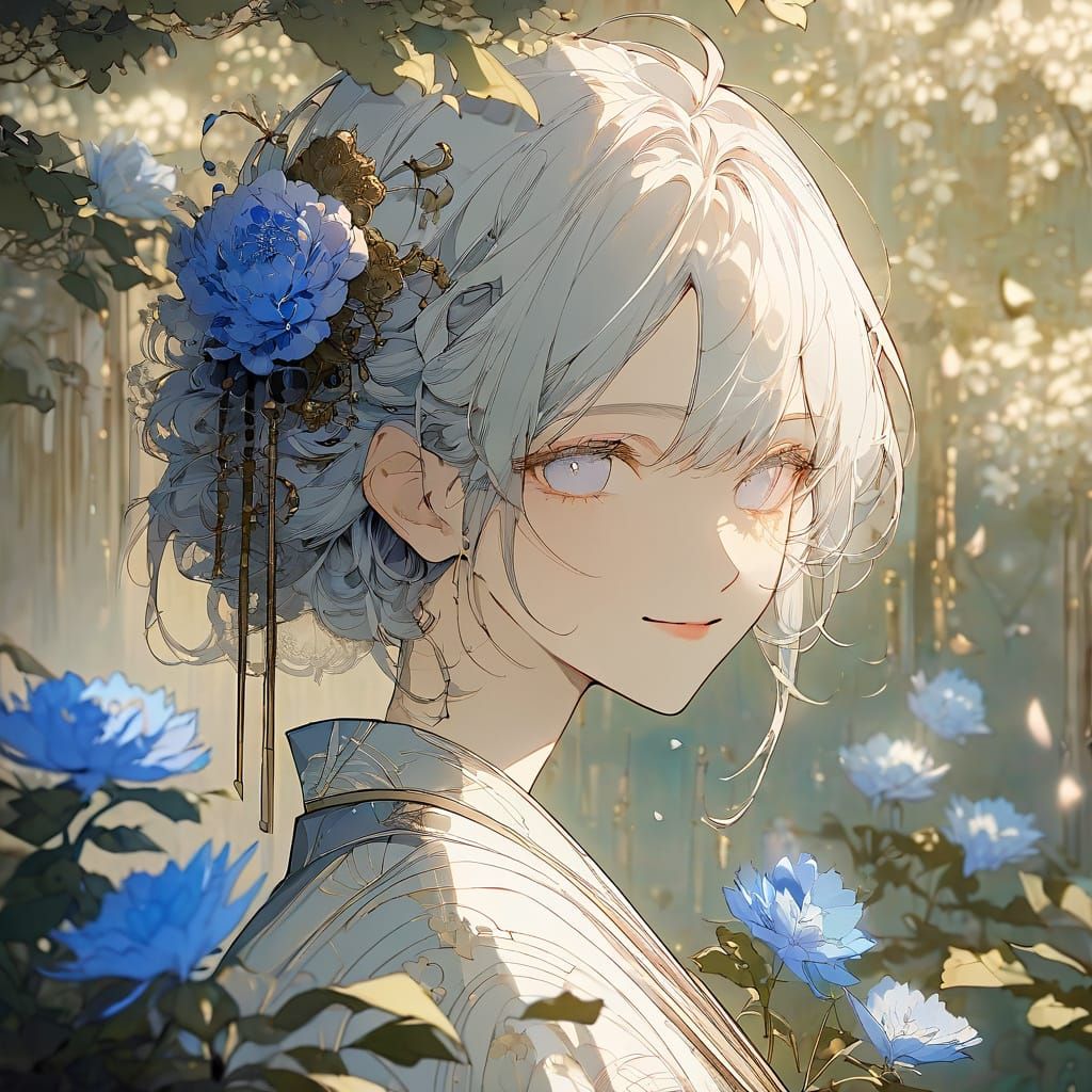 Serene Anime Girl in Whimsical Japanese Garden