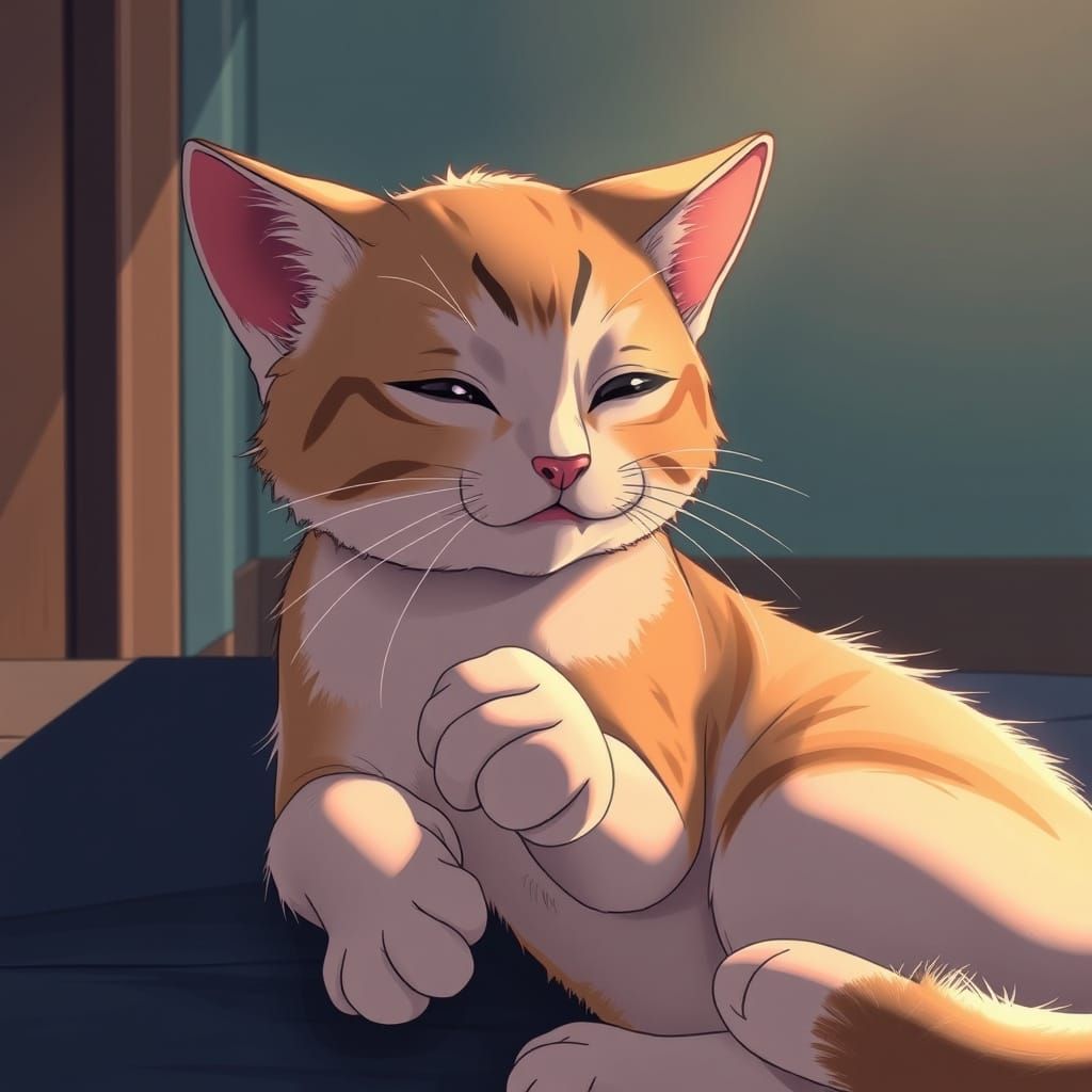 Manga-Inspired Cat in Cinematic Lighting