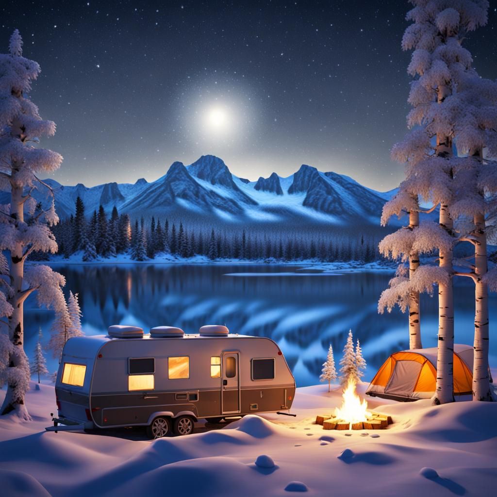 Winter Camping Under the North Star in 3D