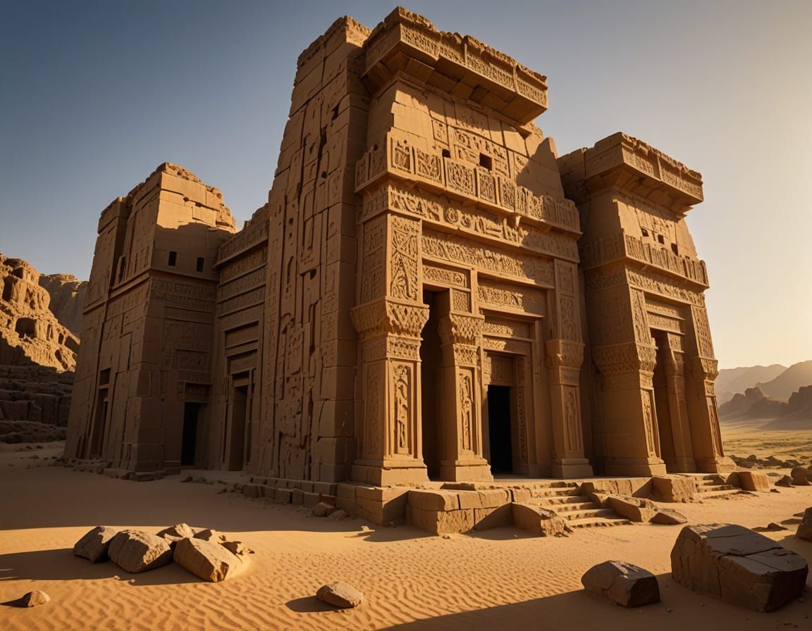 Ancient Yemeni Temple Ruins in Warm Golden Light