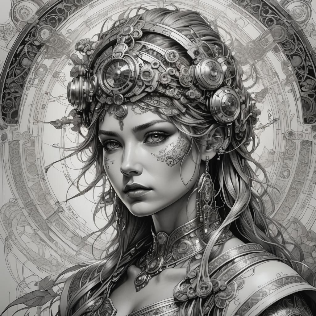 Greek goddess, cyberpunk style